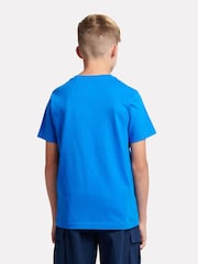 New Balance Blue Navy Kids Jersey Stacked 100% Cotton Logo T-Shirt - Image 3 of 9
