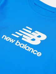 New Balance Blue Navy Kids Jersey Stacked 100% Cotton Logo T-Shirt - Image 9 of 9