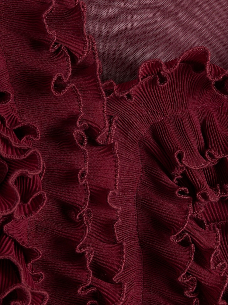 River Island Burgundy Frill Long Sleeve Bodies - Image 4 of 4
