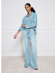 River Island Blue Mid Rise Wide Leg Jeans - Image 1 of 4