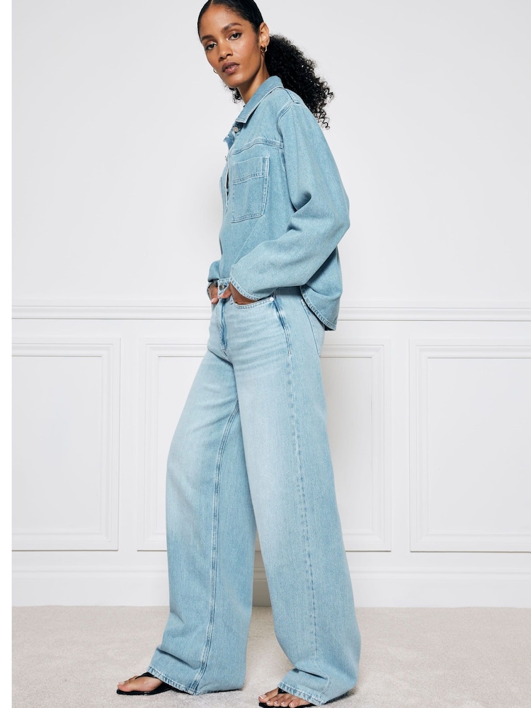 River Island Blue Mid Rise Wide Leg Jeans - Image 2 of 4