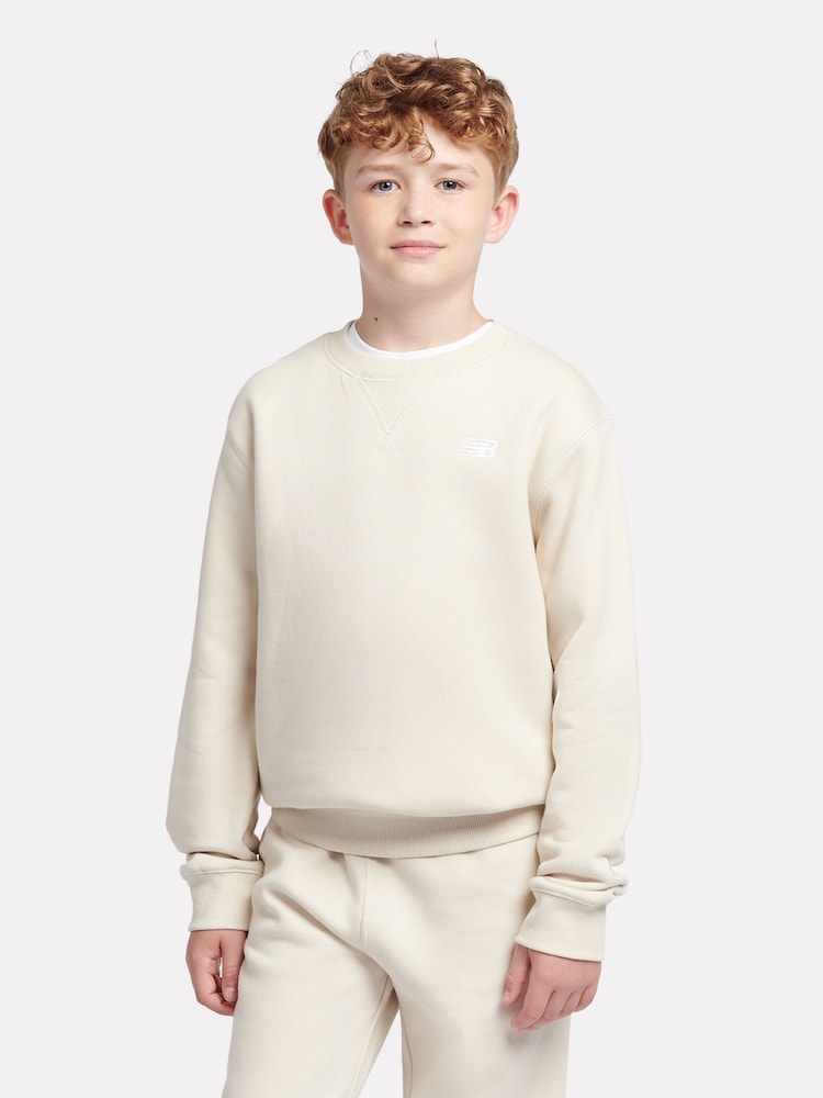 New Balance White Boys Small Logo Sweatshirt - Image 1 of 8 New Balance White Boys Small Logo Sweatshirt - Image 1 of 8