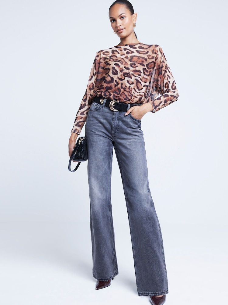River Island Brown Long Sleeve Leopard Print Batwing Bodies - Image 1 of 4 River Island Brown Long Sleeve Leopard Print Batwing Bodies - Image 1 of 4