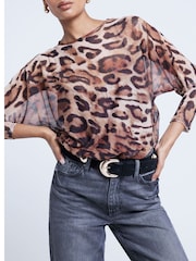 River Island Brown Long Sleeve Leopard Print Batwing Bodies - Image 3 of 4
