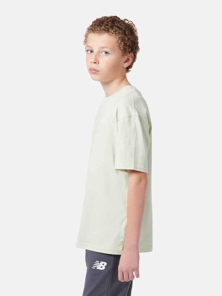 zelena - New Balance Kids majica iz džersija z majhnim logotipom 100% bombaž - Slika 2 iz 8