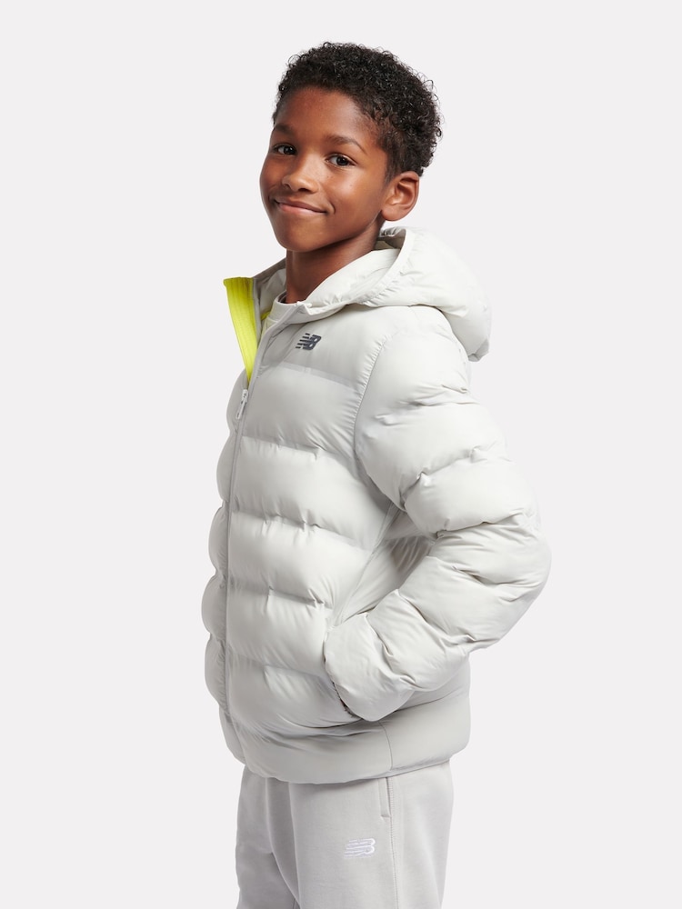 New Balance Grey Boys Bond Quilted Jacket - Image 2 of 10