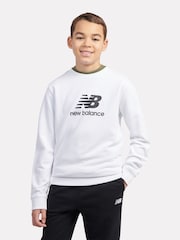 New Balance White Boys Stacked Logo Sweatshirt - Image 1 of 9