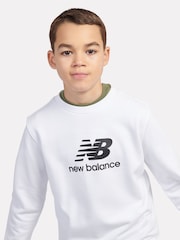 New Balance White Boys Stacked Logo Sweatshirt - Image 4 of 9