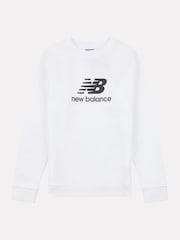 New Balance White Boys Stacked Logo Sweatshirt - Image 7 of 9