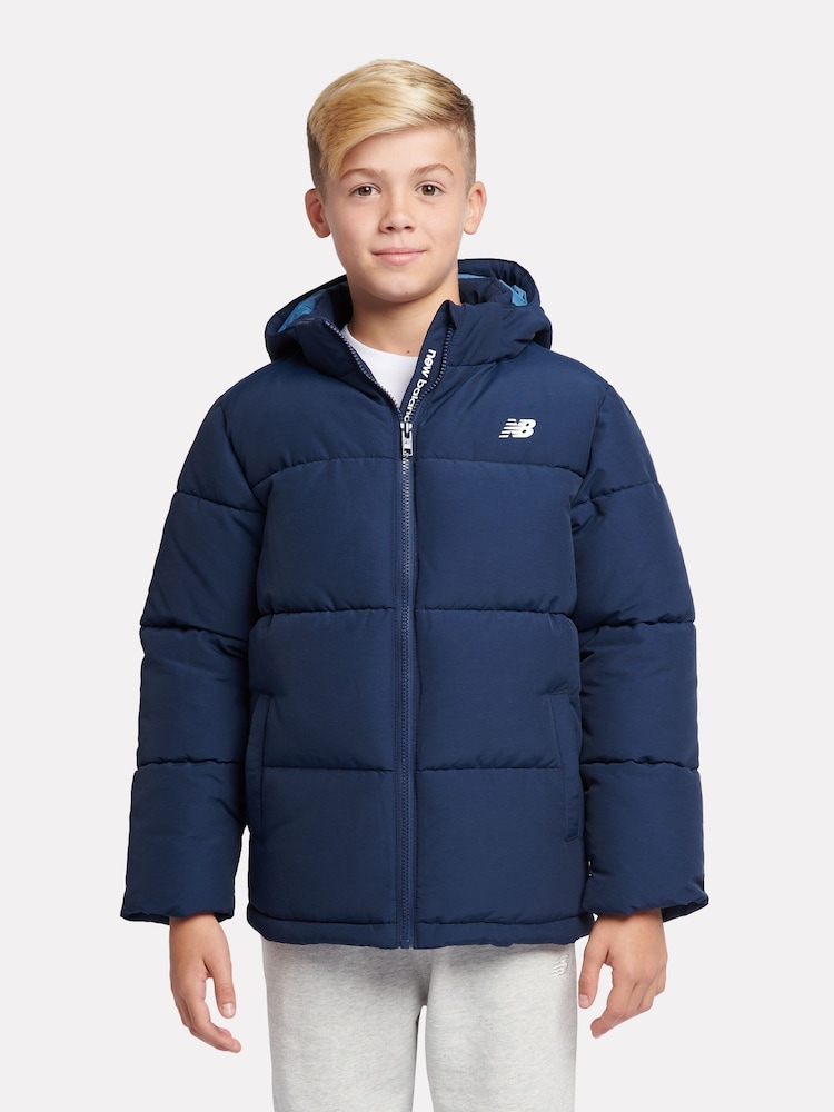 New Balance Blue Boys Wide Baffle Puffer Coat - Image 1 of 11