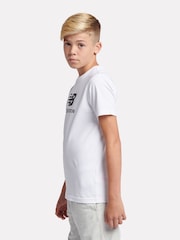 New Balance White Kids Jersey Stacked 100% Cotton Logo T-Shirt - Image 2 of 8