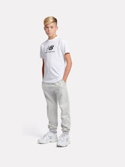 New Balance White Kids Jersey Stacked 100% Cotton Logo T-Shirt - Image 5 of 8