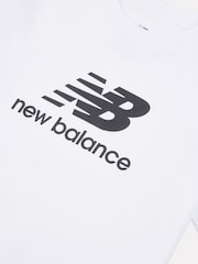 New Balance White Kids Jersey Stacked 100% Cotton Logo T-Shirt - Image 8 of 8