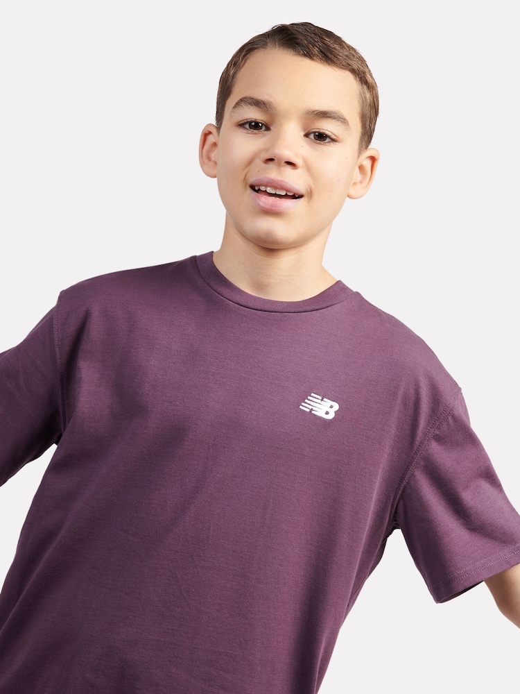 New Balance Brown Kids Jersey Small Logo 100% Cotton T-Shirt - Image 5 of 8