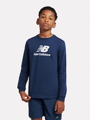 New Balance Blue Boys 100% Cotton Stacked Logo Long Sleeve T-Shirt - Image 1 of 8
