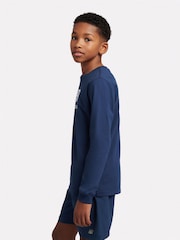 New Balance Blue Boys 100% Cotton Stacked Logo Long Sleeve T-Shirt - Image 2 of 8