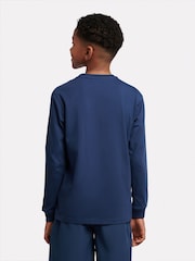 New Balance Blue Boys 100% Cotton Stacked Logo Long Sleeve T-Shirt - Image 3 of 8