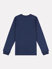 New Balance Blue Boys 100% Cotton Stacked Logo Long Sleeve T-Shirt - Image 7 of 8