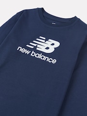 New Balance Blue Boys 100% Cotton Stacked Logo Long Sleeve T-Shirt - Image 8 of 8