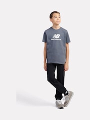 New Balance Light Grey Kids Jersey Stacked 100% Cotton Logo T-Shirt - Image 1 of 7
