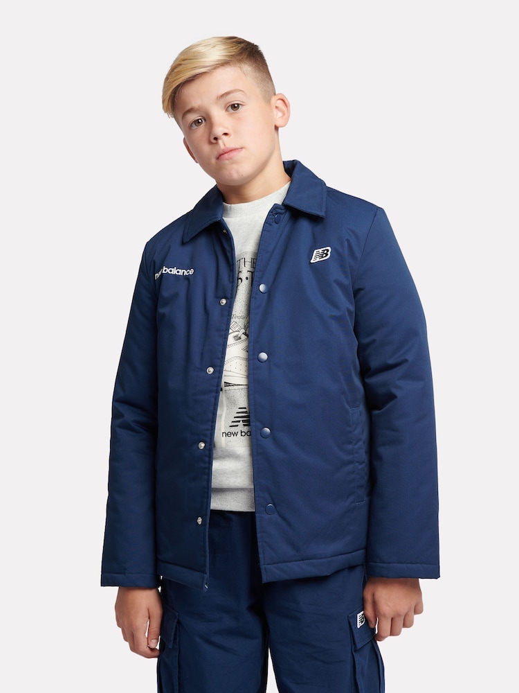 New Balance Blue Boys 100% Cotton Premium Coach Jacket - Image 1 of 12