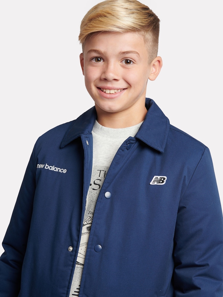New Balance Blue Boys 100% Cotton Premium Coach Jacket - Image 5 of 12