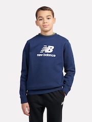 New Balance Navy Boys Stacked Logo Sweatshirt - Image 1 of 9