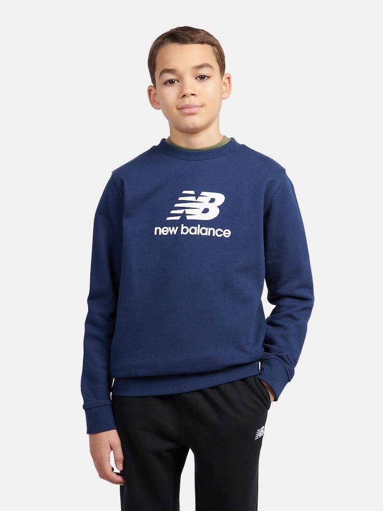 New Balance Navy Boys Stacked Logo Sweatshirt - Image 1 of 9