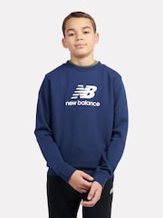 New Balance Navy Boys Stacked Logo Sweatshirt - Image 6 of 9