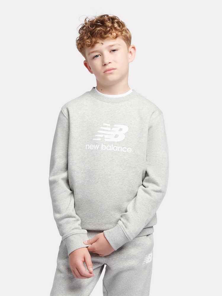 New Balance Grey Boys Stacked Logo Sweatshirt - Image 1 of 8