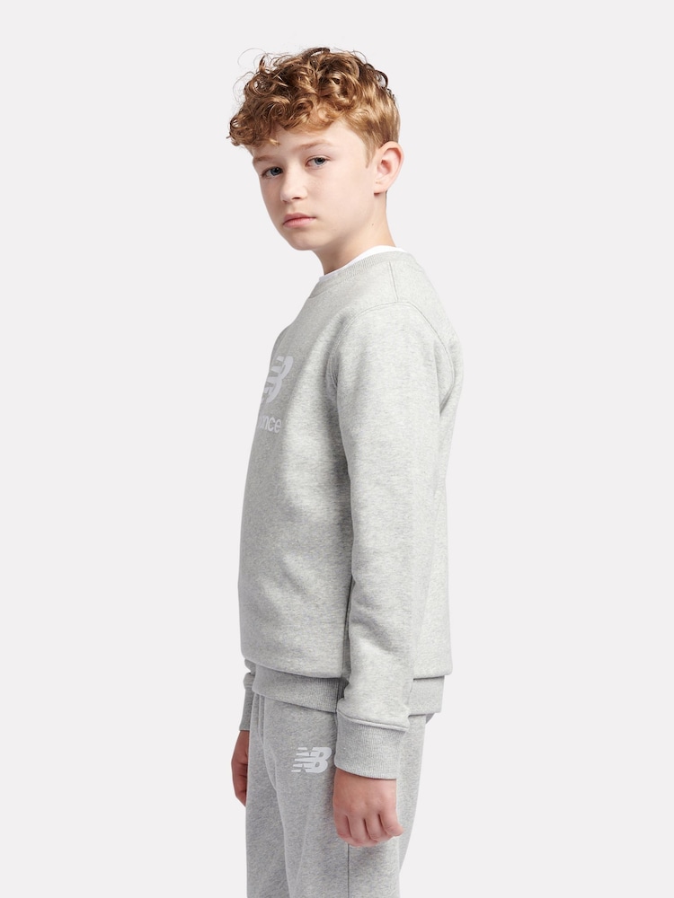 New Balance Grey Boys Stacked Logo Sweatshirt - Image 2 of 8