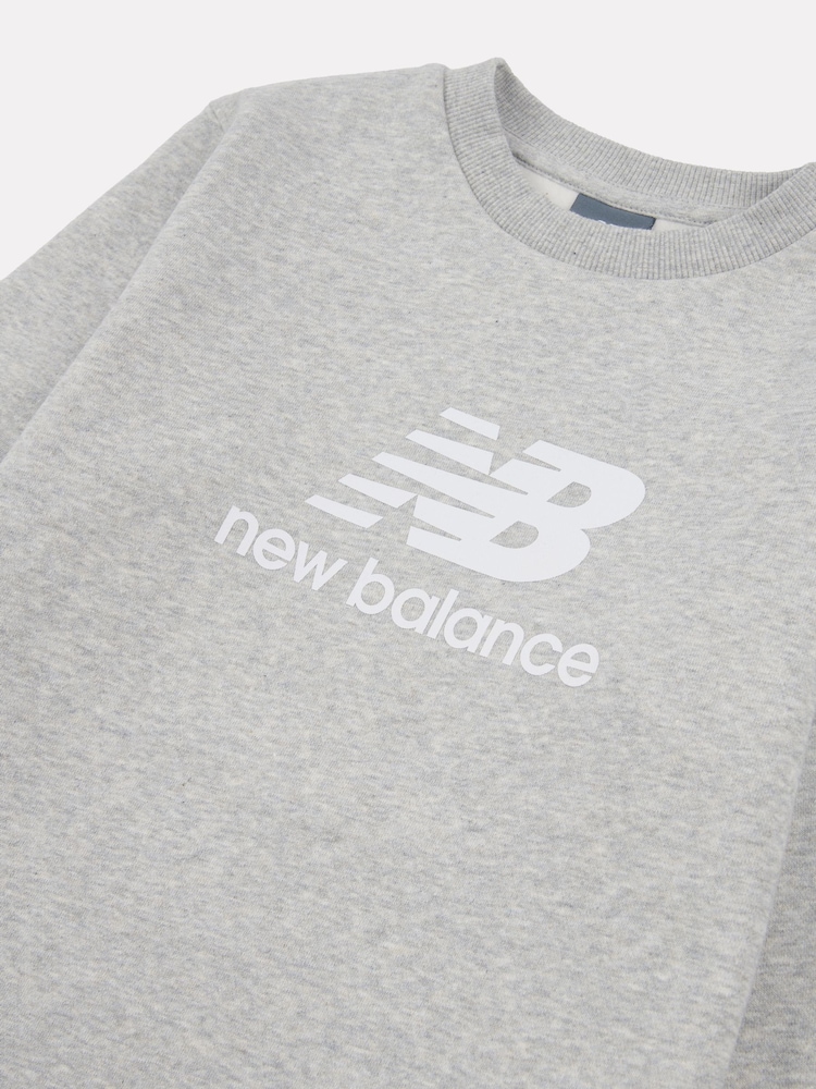 New Balance Grey Boys Stacked Logo Sweatshirt - Image 8 of 8
