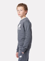 New Balance Grey Light Boys Stacked Logo Sweatshirt - Image 2 of 8