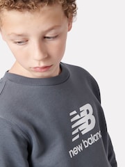 New Balance Grey Light Boys Stacked Logo Sweatshirt - Image 5 of 8
