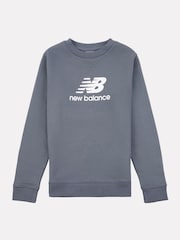 New Balance Grey Light Boys Stacked Logo Sweatshirt - Image 6 of 8