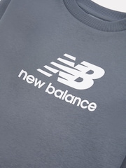 New Balance Grey Light Boys Stacked Logo Sweatshirt - Image 8 of 8