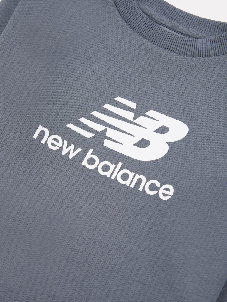 New Balance Grey Light Boys Stacked Logo Sweatshirt - Image 8 of 8
