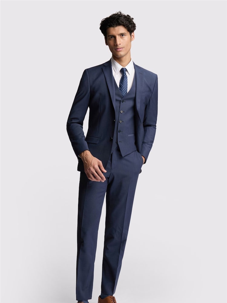 Ted Baker Tailoring Premium Blue Panama Slim Suit Jacket - Image 2 of 5