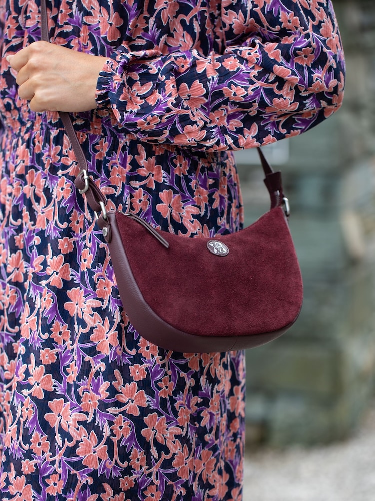 Lakeland Leather Red Coniston Crescent Cross-Body Bag - Image 1 of 7