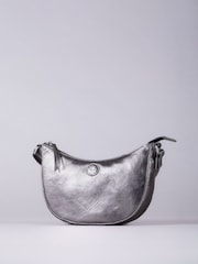 Lakeland Leather Silver Coniston Crescent Cross-Body Bag - Image 1 of 6