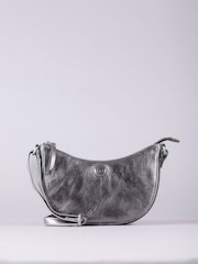 Lakeland Leather Silver Coniston Crescent Cross-Body Bag - Image 2 of 6