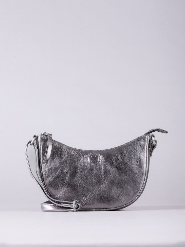 Lakeland Leather Silver Coniston Crescent Cross-Body Bag - Image 2 of 6