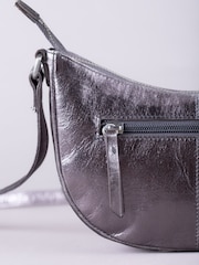 Lakeland Leather Silver Coniston Crescent Cross-Body Bag - Image 3 of 6