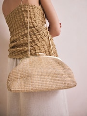 Natural Raffia Snap Clutch - Image 4 of 9