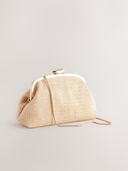Natural Raffia Snap Clutch - Image 5 of 9