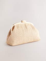 Natural Raffia Snap Clutch - Image 6 of 9