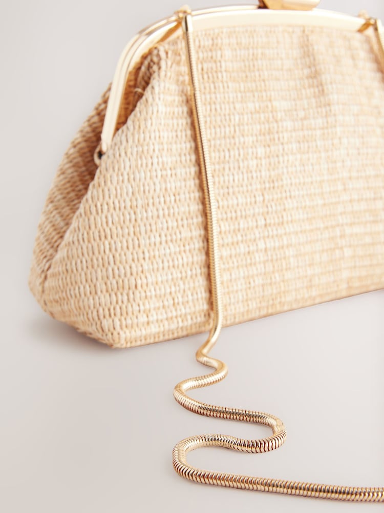 Natural Raffia Snap Clutch - Image 7 of 9