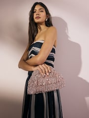 Rosa - Bolso cartera con cuentas y flecos - Imagen 3 de 10