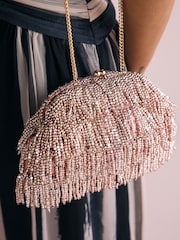 Rosa - Bolso cartera con cuentas y flecos - Imagen 5 de 10