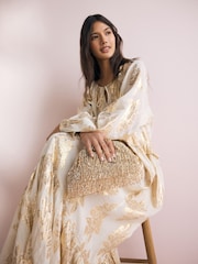 Gold - Clutch mit Fransen und Perlen - Bild 2 von 9